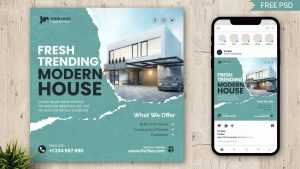 Modern House Free Social Media Post Design PSD Template