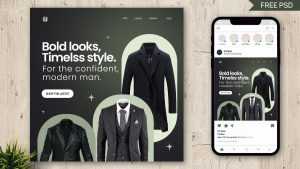 Modern Mens Fashion Dress Sale Free Insta Post Design Template PSD