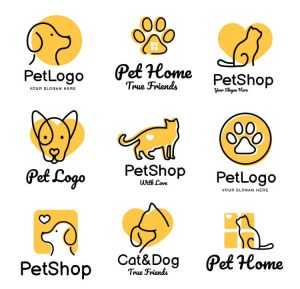 Modern Out line style Pet Logo Designs set free Vector, EPS, PSD Templates