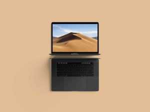 Modern Top View MacBook Pro Mockup PSD