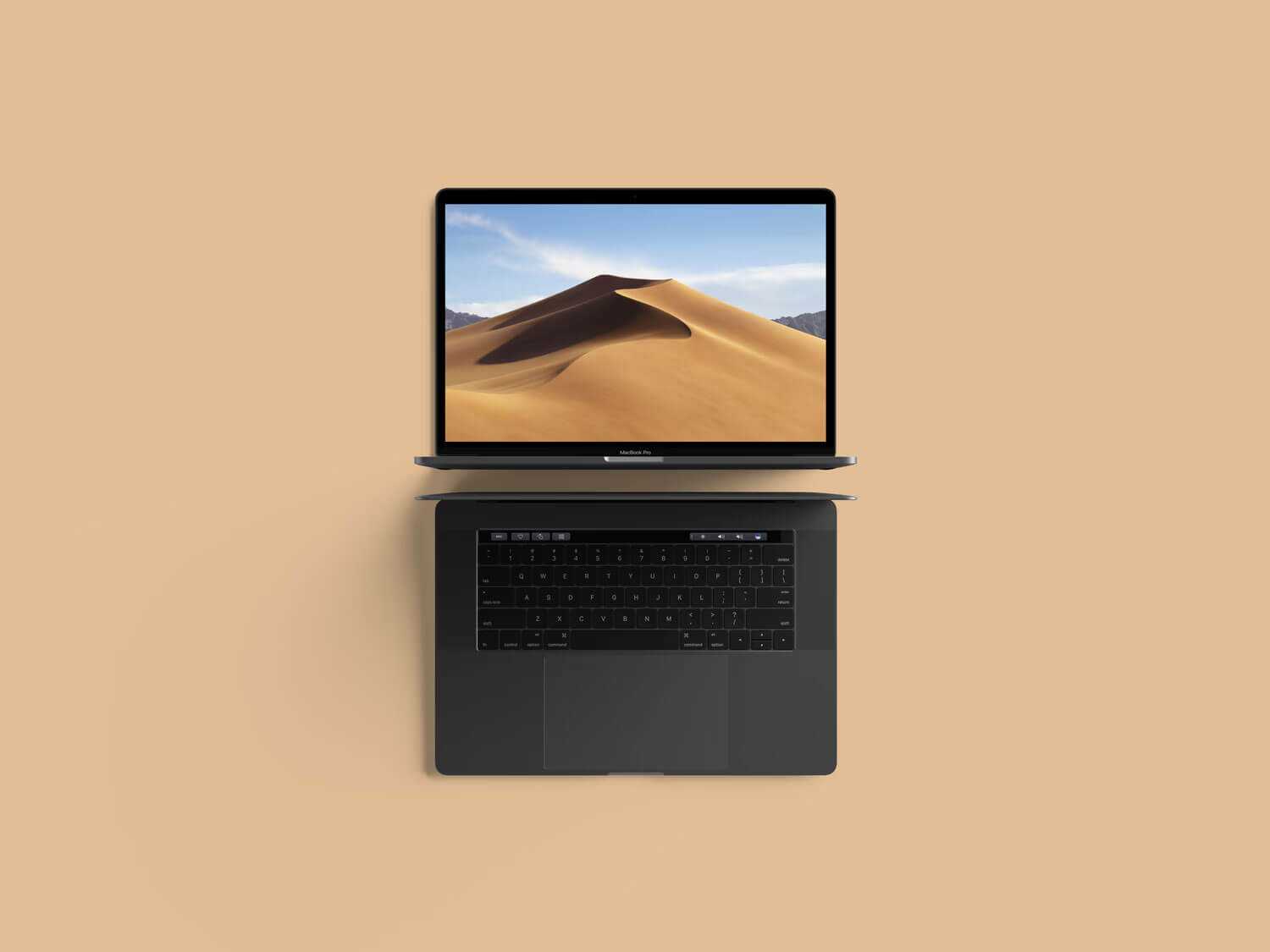 Modern Top View MacBook Pro Mockup PSD
