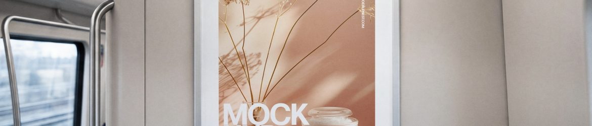 Modern Train Poster Mockup Clean Interior Scene