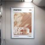 Modern Train Poster Mockup Clean Interior Scene