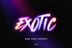Neon Style Blurred Photoshop Text Effect PSD Free Download – Glowing Neon Light Text Mockup