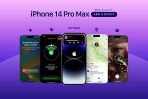 New iPhone 14 Pro Max App Screen Mockup PSD free