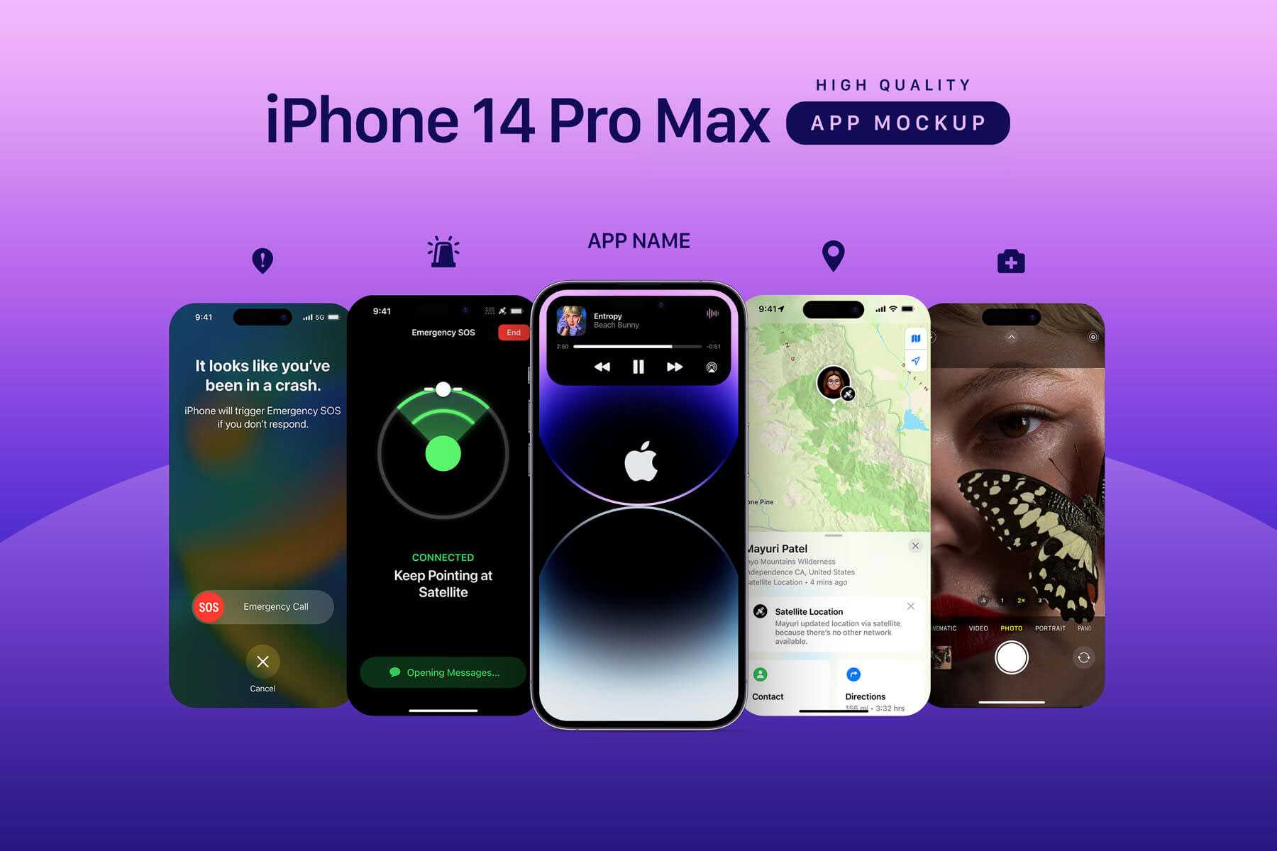 New iPhone 14 Pro Max App Screen Mockup PSD free