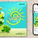 New Special Summer Drink Lime Mojito Instagram Post Design Free PSD