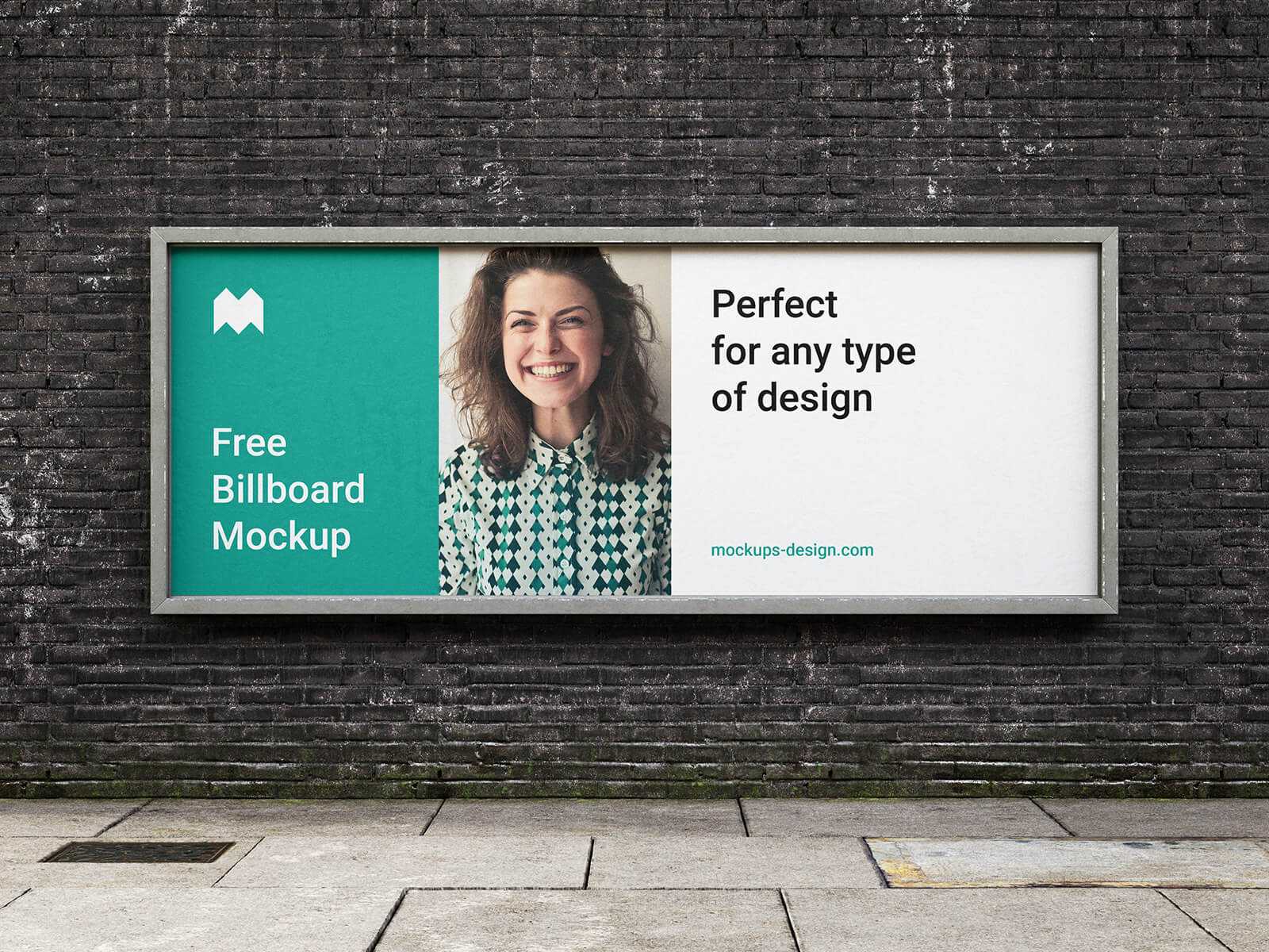 Old Brick Wall Framed Billboard Mockup PSD free