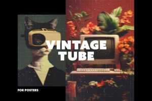 Old Vintage Tube TV Photo Effect PSD File for Free
