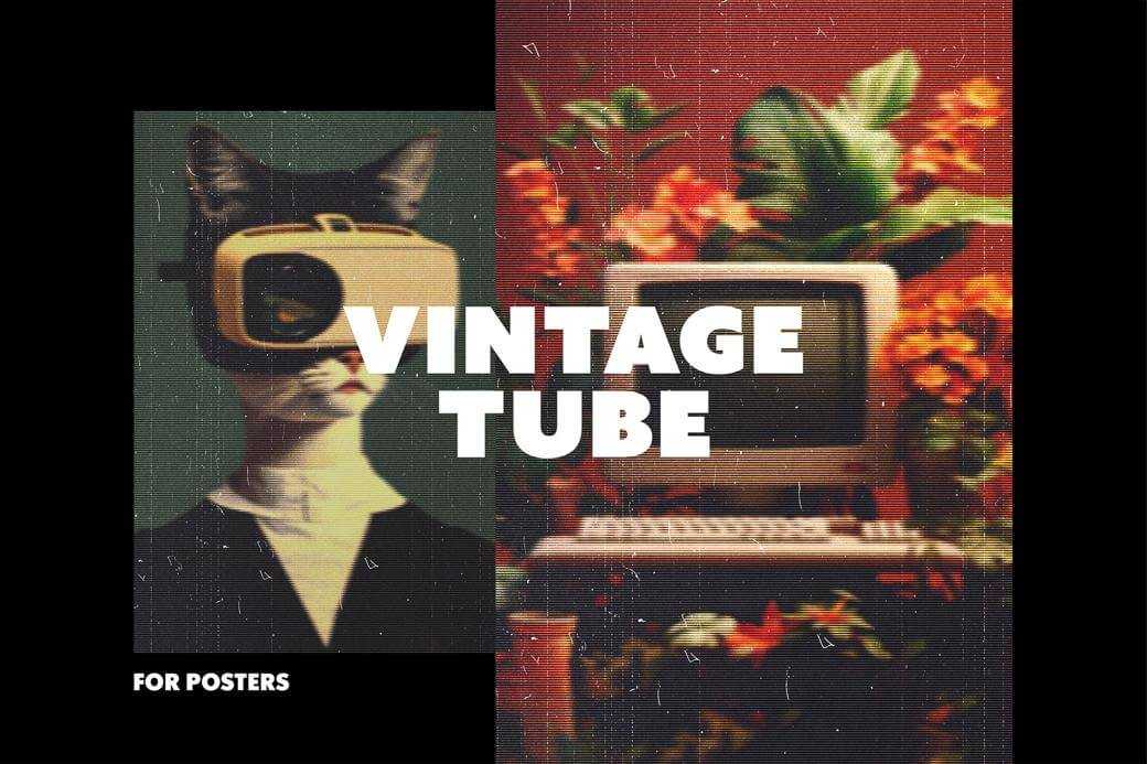 Old Vintage Tube TV Photo Effect PSD File for Free