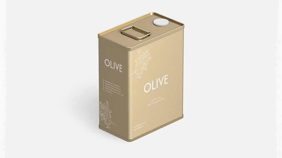 Olive Oil Can Packaging Mockup