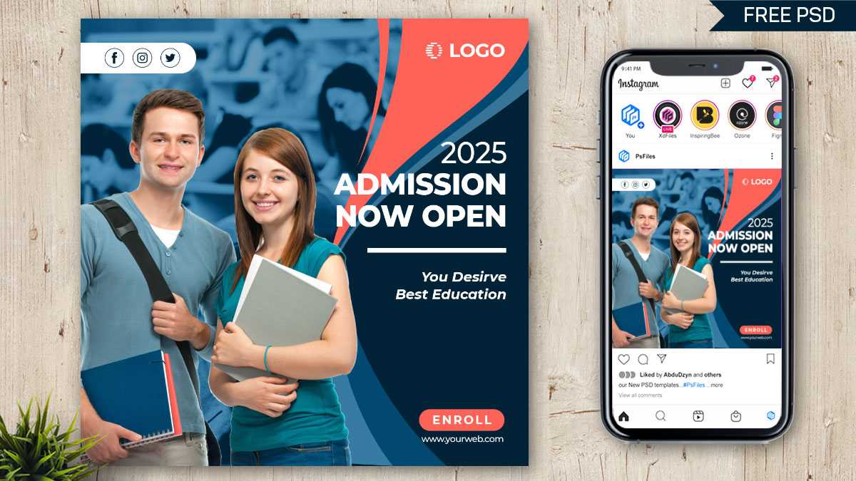 Online Education Social Media Post Design Free PSD Template
