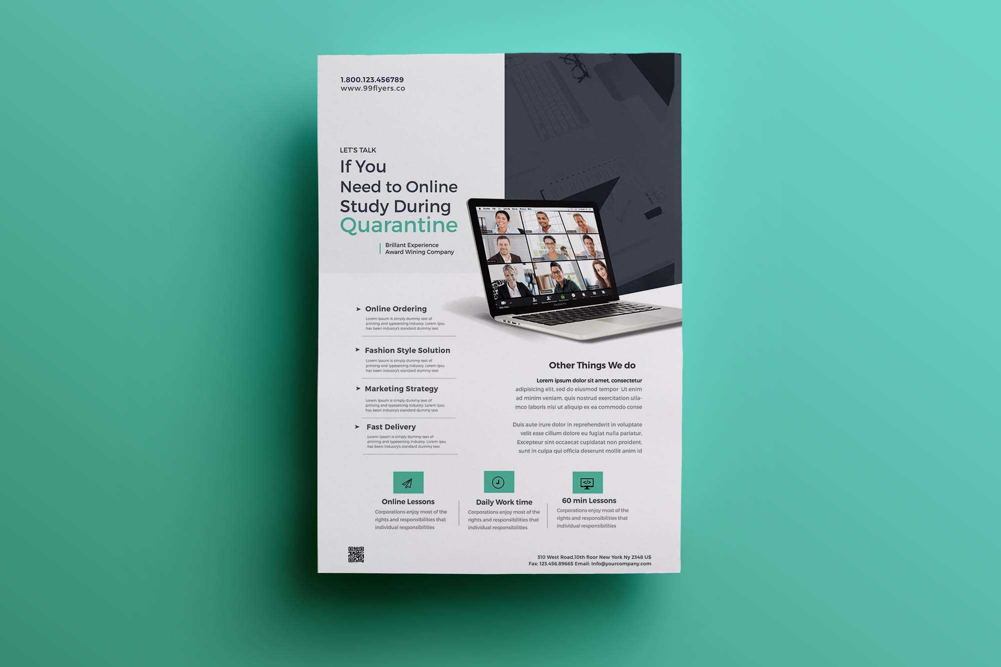 Online Learning Flyer Free PSD Template
