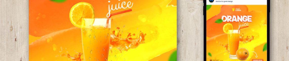 Orange Juice Cool Drinks Free Social Media Promo Post Design PSD
