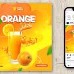 Orange Juice Cool Drinks Free Social Media Promo Post Design PSD