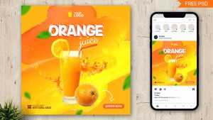 Orange Juice Cool Drinks Free Social Media Promo Post Design PSD