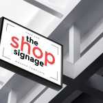 Outdoor Shop Logo Signage Attached To A Suspended Ceiling Mockup PSD