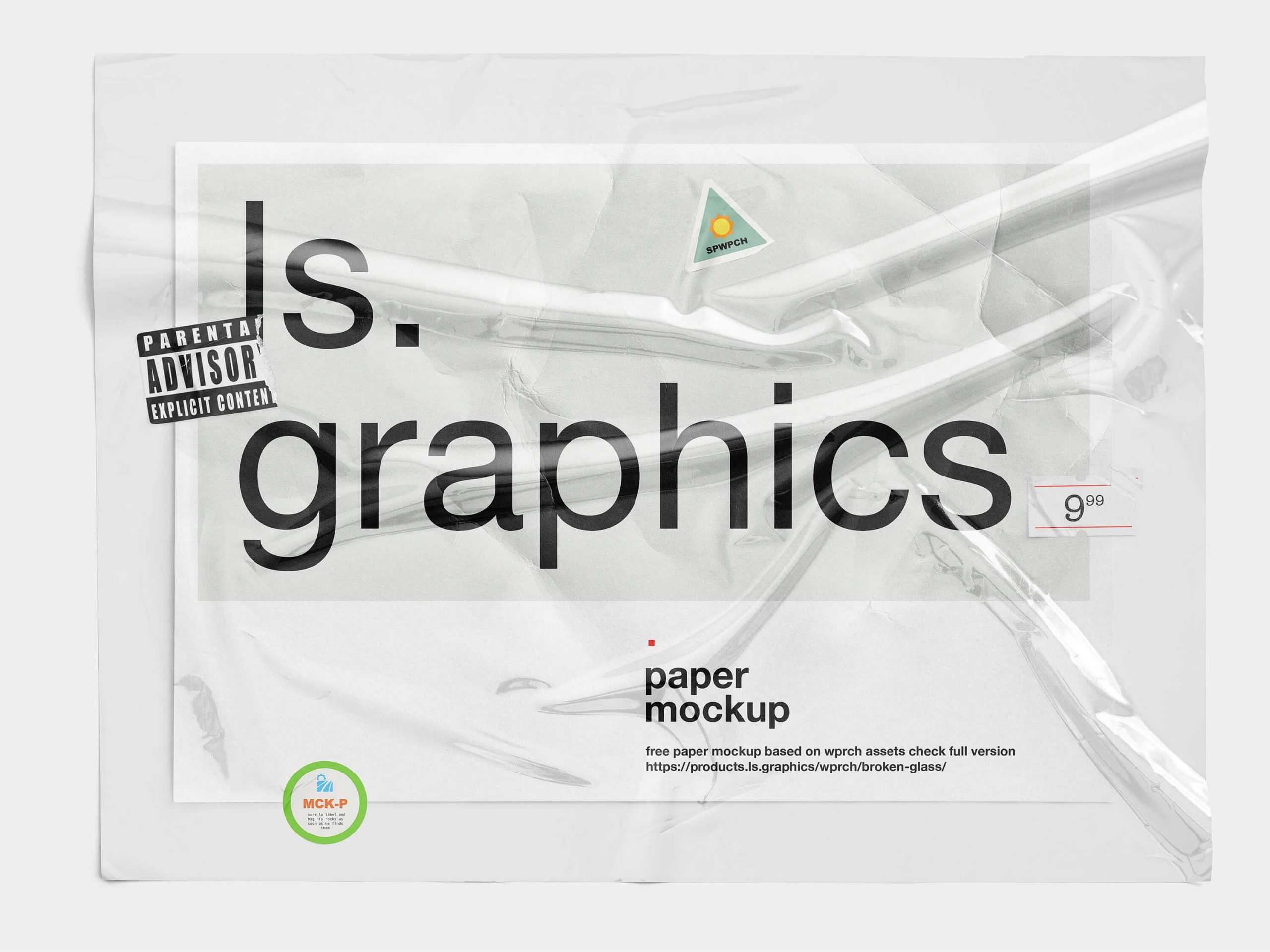 Paper and Sticker Mockup PSD Overlaid with Transparent Plastic