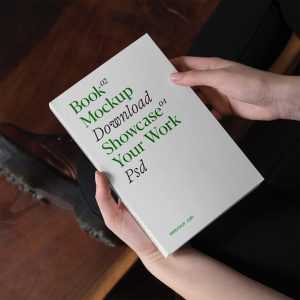 Perspective Book in Hands Mockup