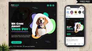 Pets Care Service Free Social Media Post Design Template PSD
