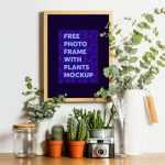 Photo Frame with Indoor Plants Mockup