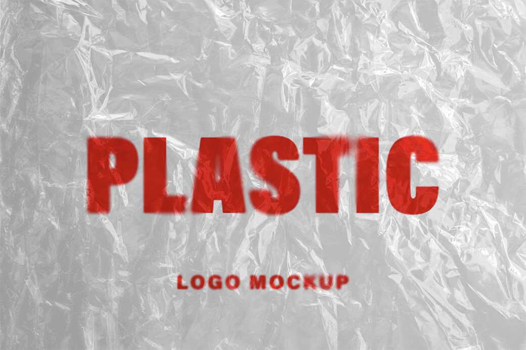 Plastic Wrap Logo and Text Mockup PSD free