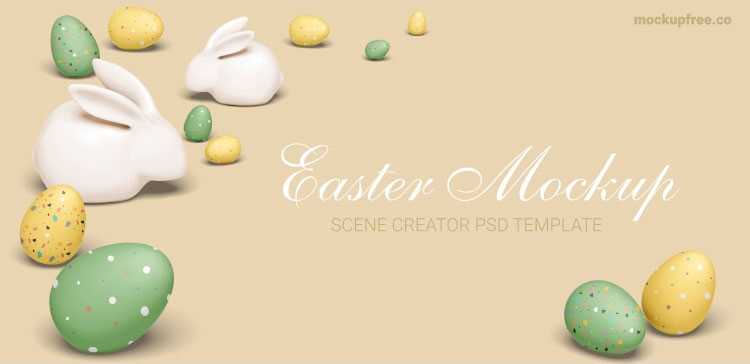 Playful Easter Free Scene Creator Mockup PSD from a Front View