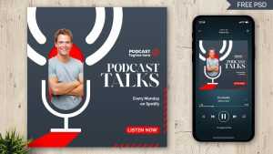 Podcast Cover Art Template Design PSD Free Download
