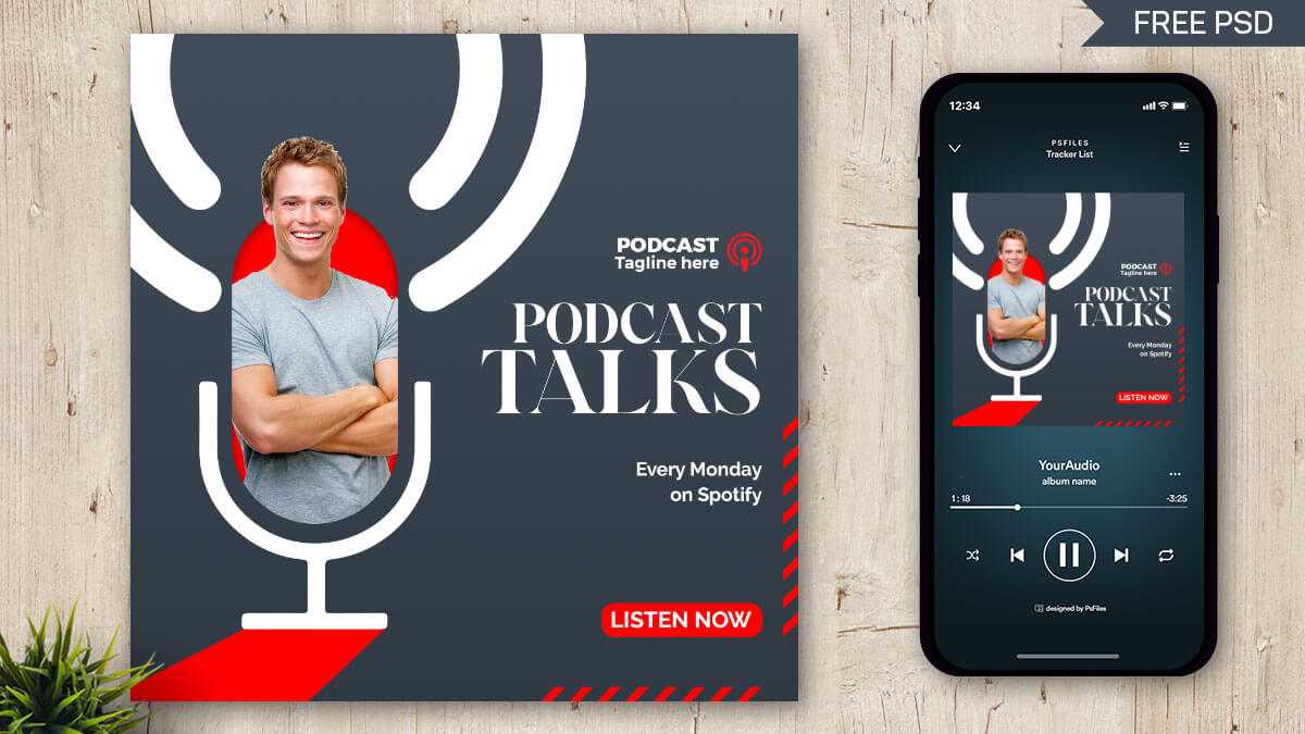 Podcast Cover Art Template Design PSD Free Download
