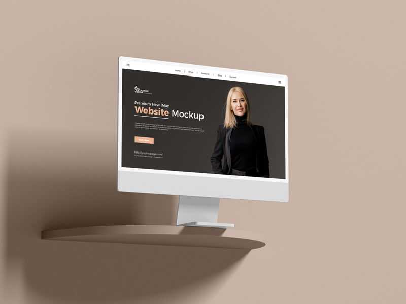 Premium Style New iMac Website Mockup PSD