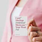 Professional Business Women's Hand Holding Vertical Business Card Mockup Free PSD