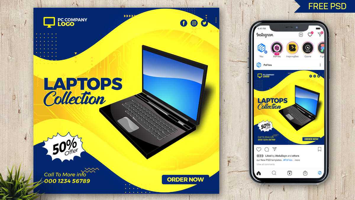 Promote Your Laptop Sale with a Free Instagram Post Design PSD Template