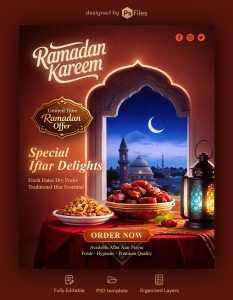 Ramadan 2026 Business Promotion Special Iftar Delights Post PSD