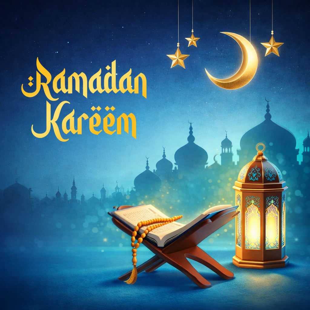Ramadan Kareem Post Design 2026 PSD – Quran & Lantern Social Media Template