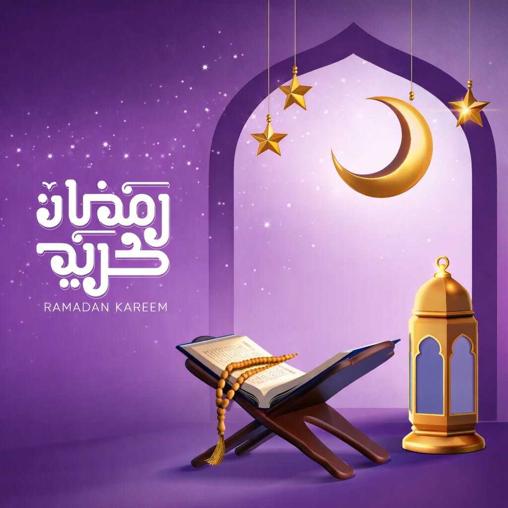 Ramadan Kareem Social Media Post 2026 – Purple Islamic Festival Design Template