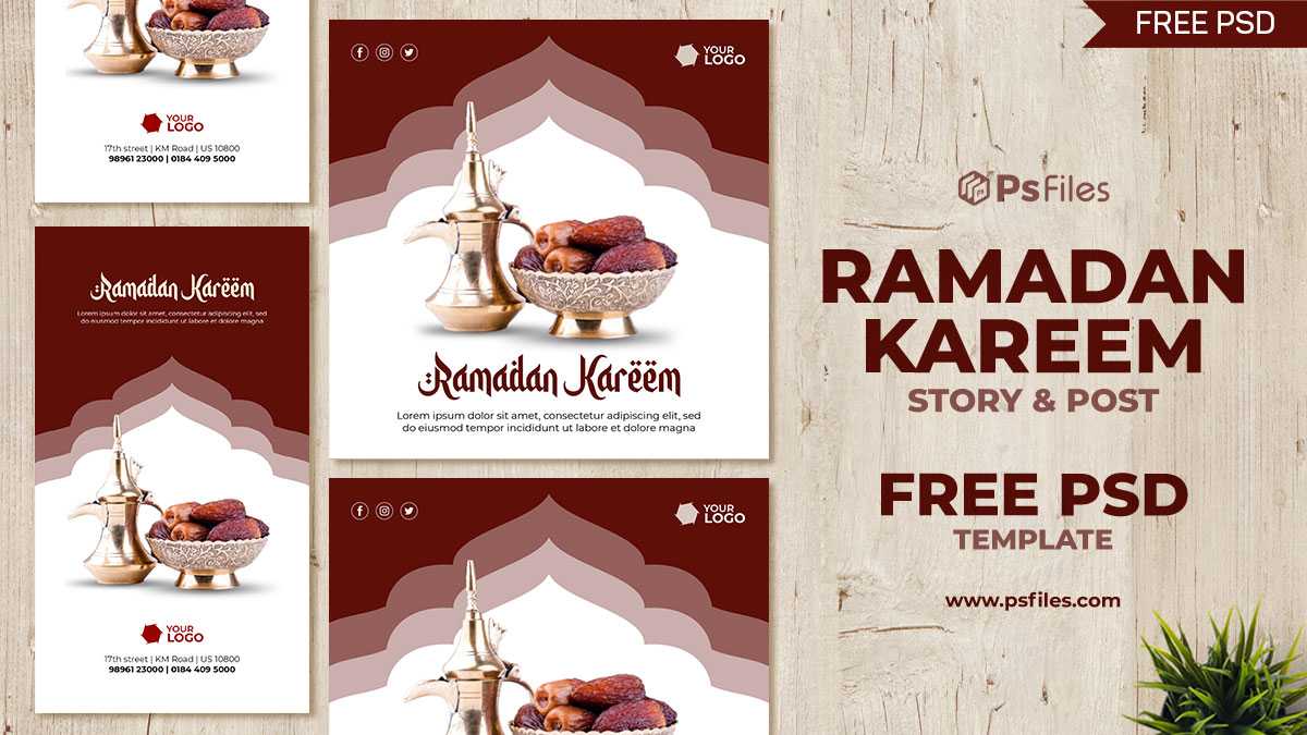 Ramadan Kareem Social Media Post + Story Design PSD Template
