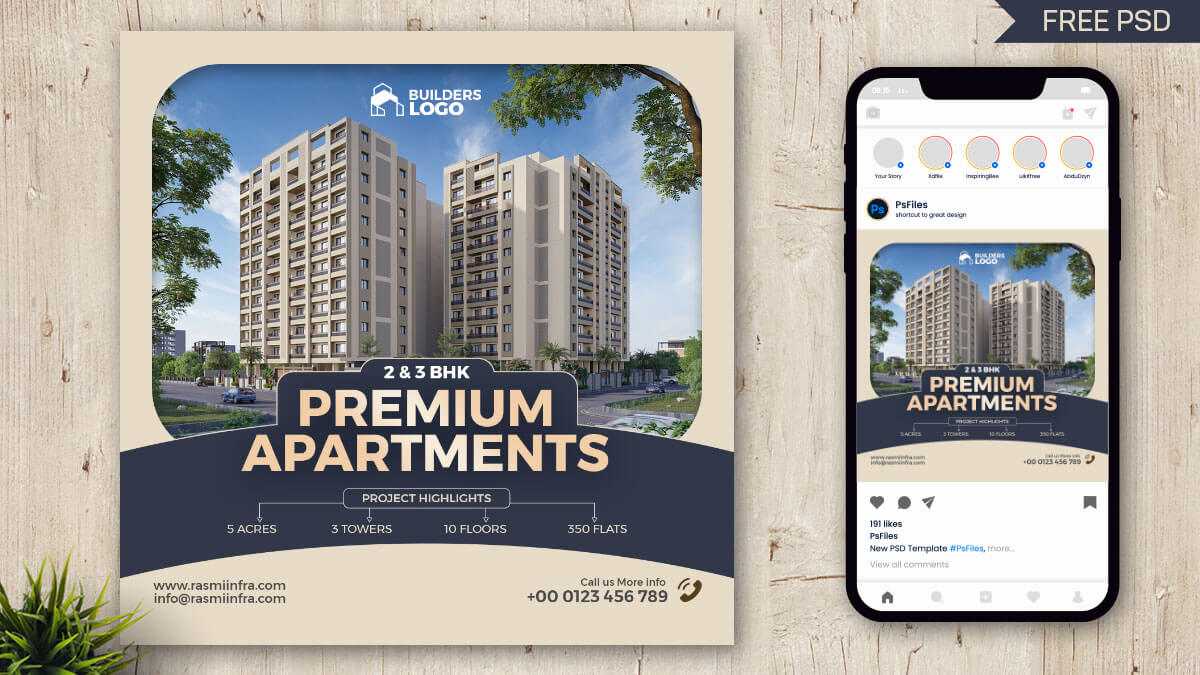 Real Estate Apartment for Sale Free Instagram Post Design PSD