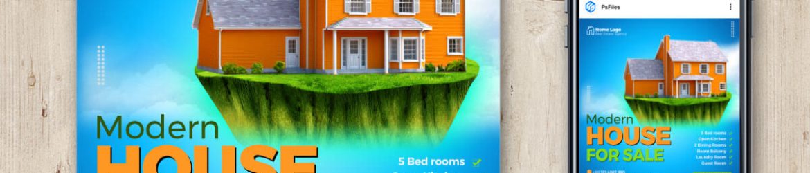 Real Estate House For Sale Free Instagram Post Banner Template PSD