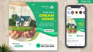 Real Estate House Social Media Post or Square Banner Template Free Psd