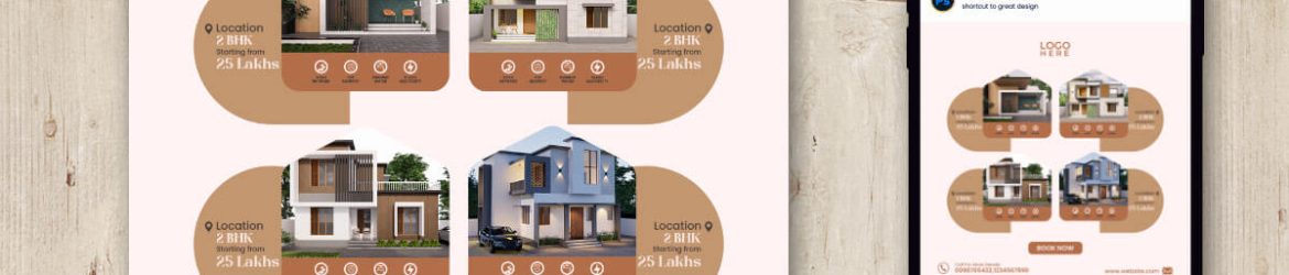 Real Estate Social Media Post Design Free PSD Template for Multiple Property Promotion