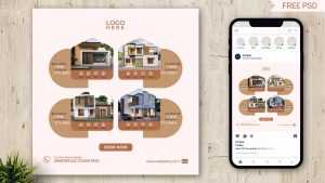Real Estate Social Media Post Design Free PSD Template for Multiple Property Promotion
