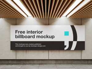 Rectangle Interior Billboard Free Mockup PSD