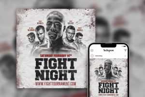 Retro Border Bold Fight Instagram Poster PSD Template Free