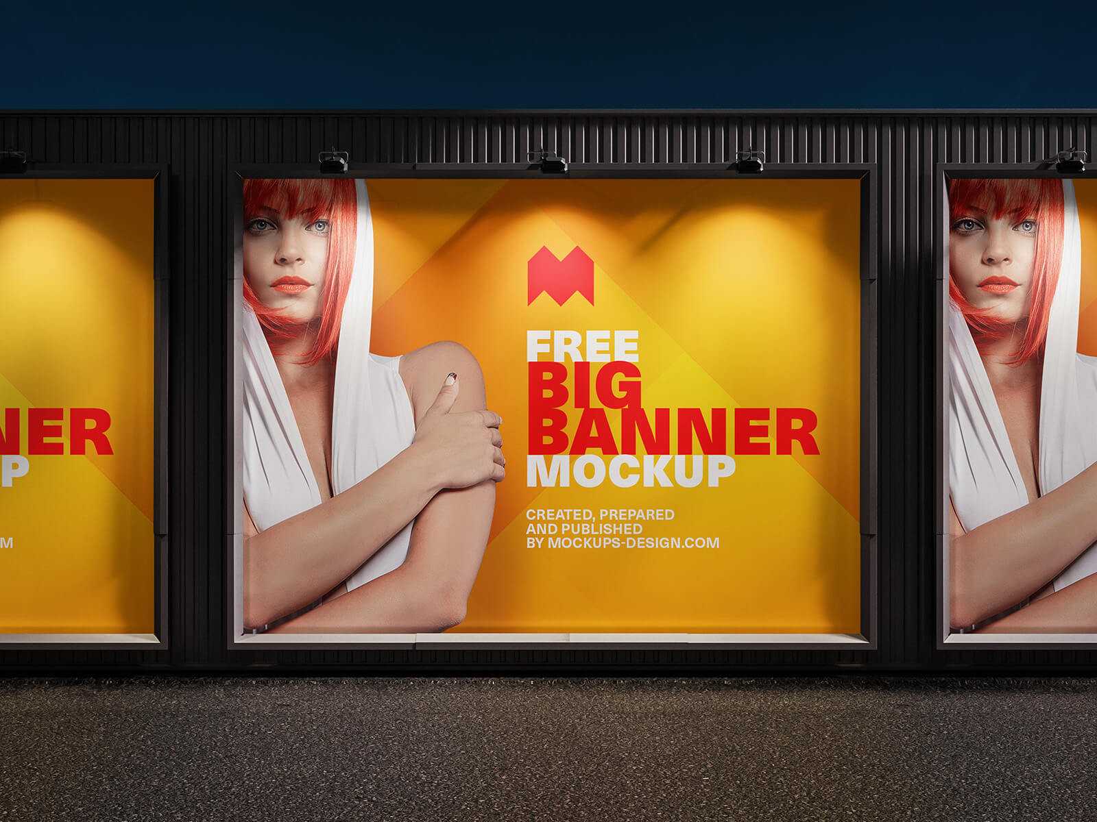 Road Side Large Advertising Light Board Mockup Free PSD