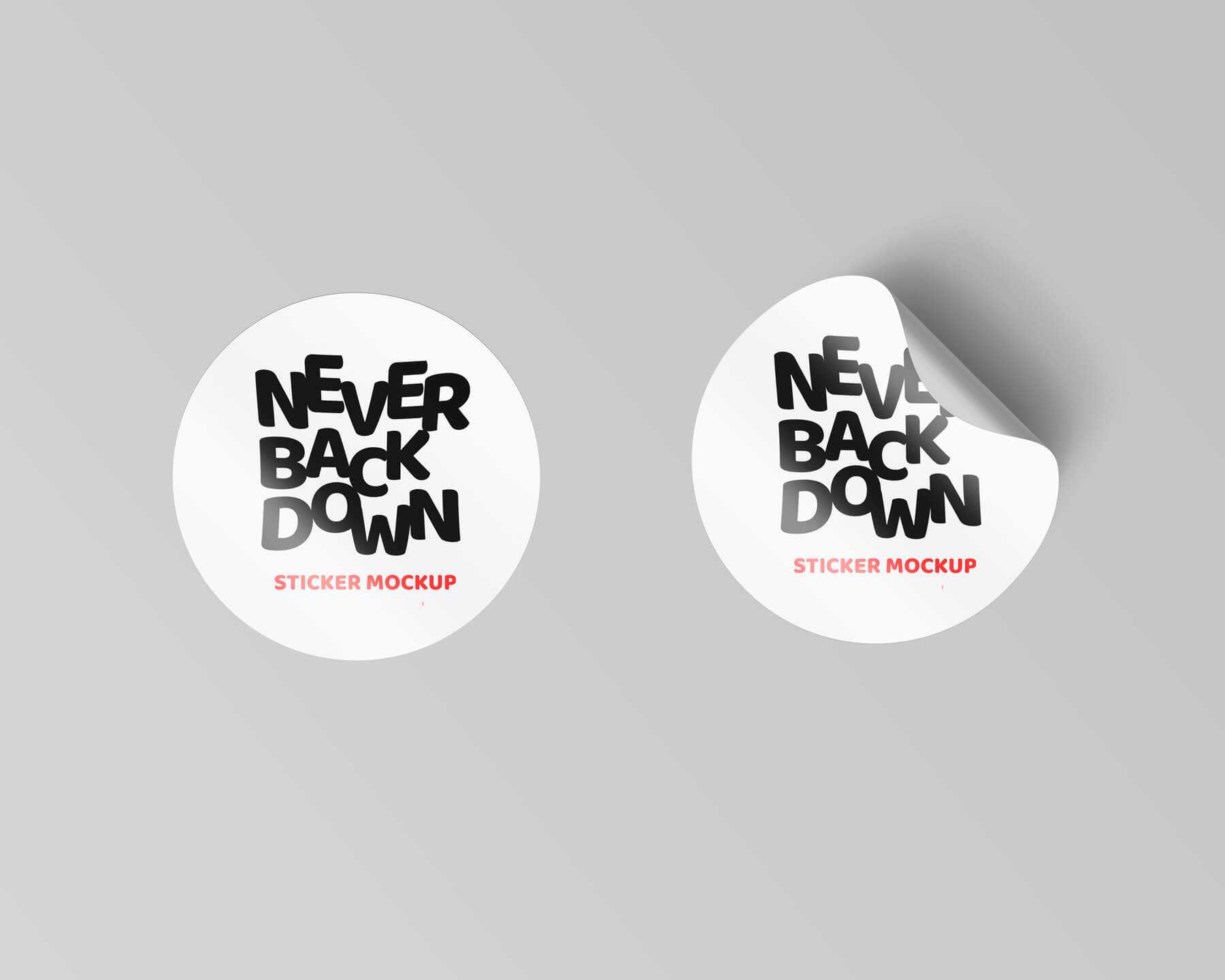 Round and Square Curl Edged Sticker Mockups Free PSD
