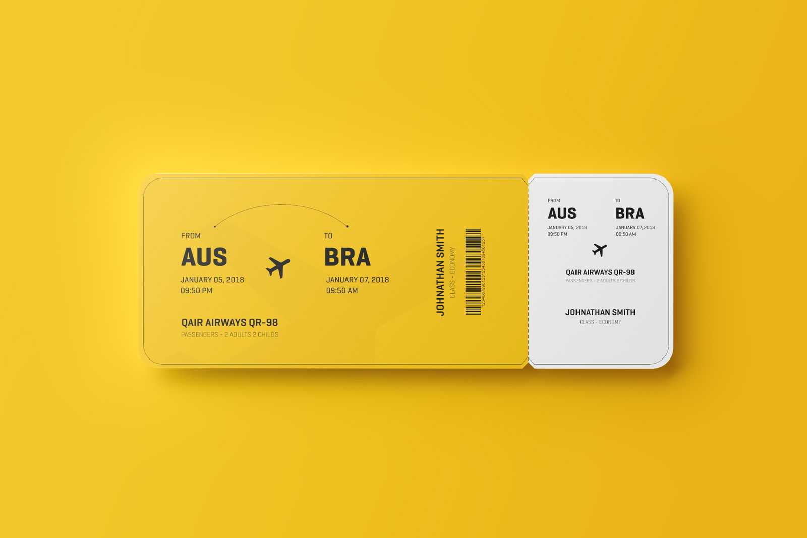 Round Corner Event Ticket Mockup