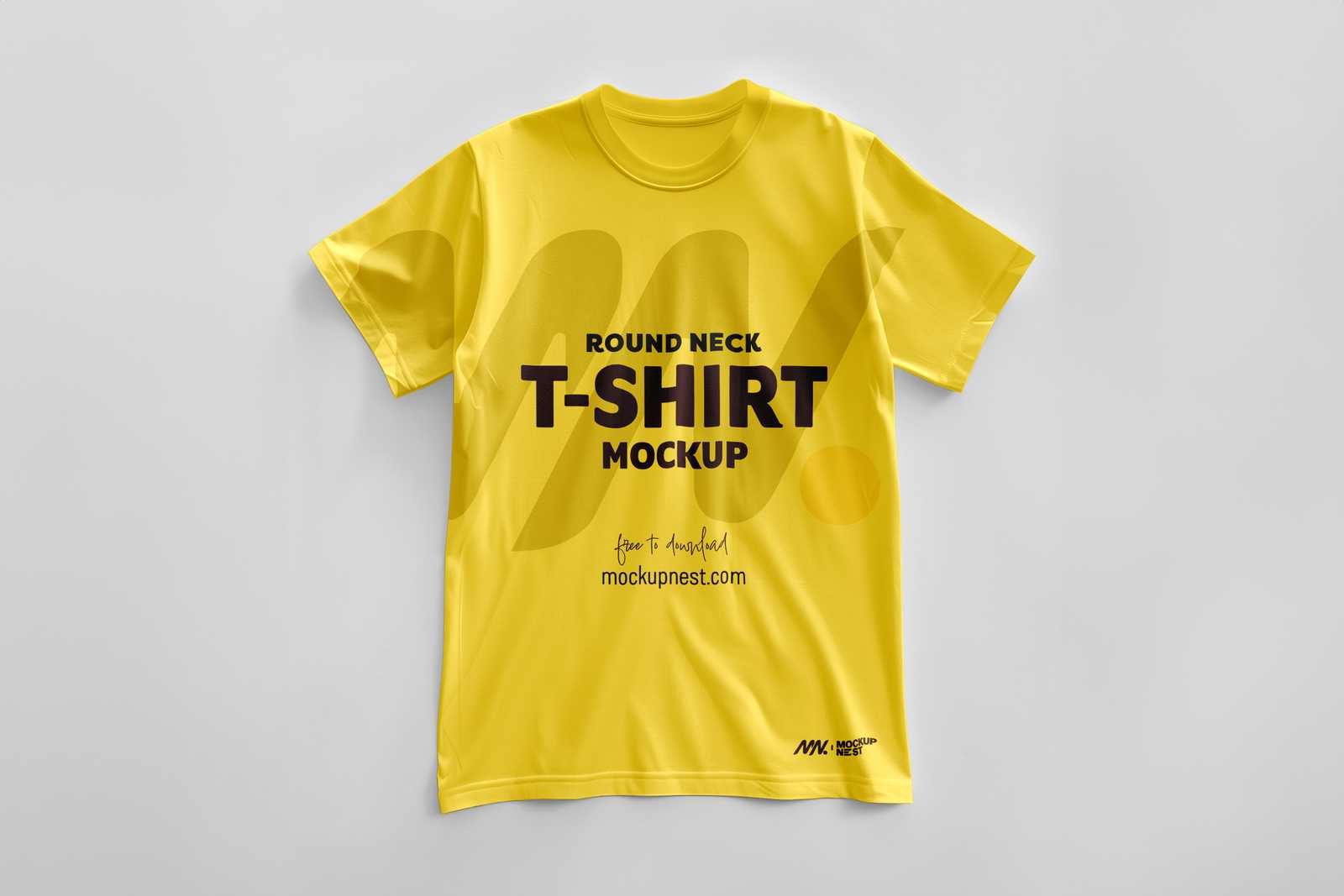 Round Neck T-Shirt Mockup On Floor