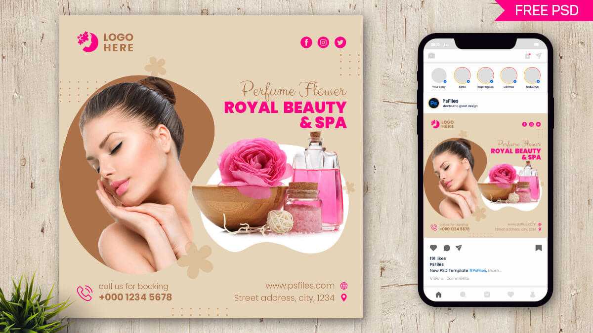 Royal Beauty Spa Salon Free Instagram Post Design PSD Template