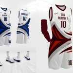 San Agustin Full set Basketball Uniform Jersey Mockup PSD Free