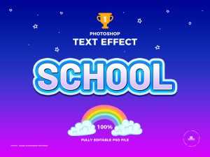 School Editable Free Photoshop Text Effect PSD
